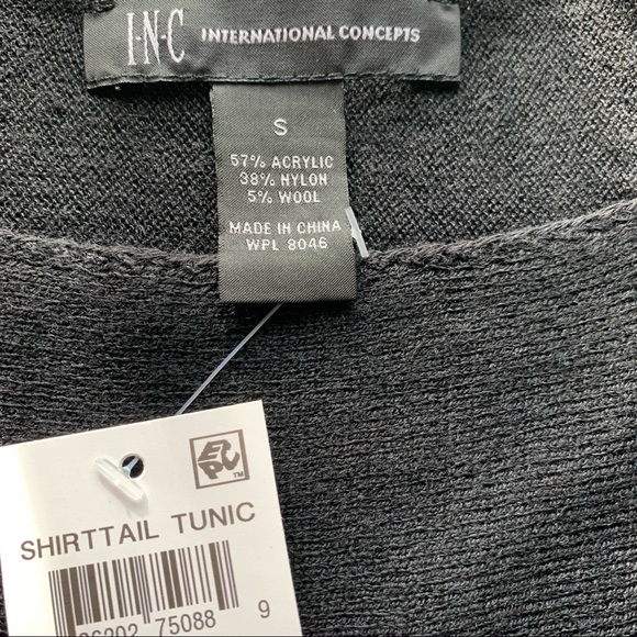 INC Black Crew Neck Shirt Tail Tunic Women’s Sweater Size Small. - Picture 6 of 7